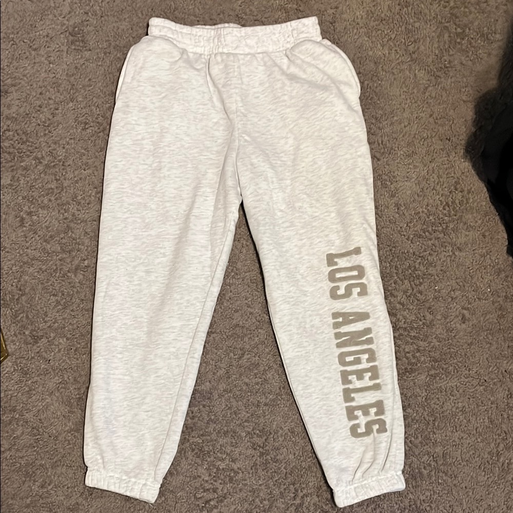 woman's White Sweatpants with Los Angeles Print